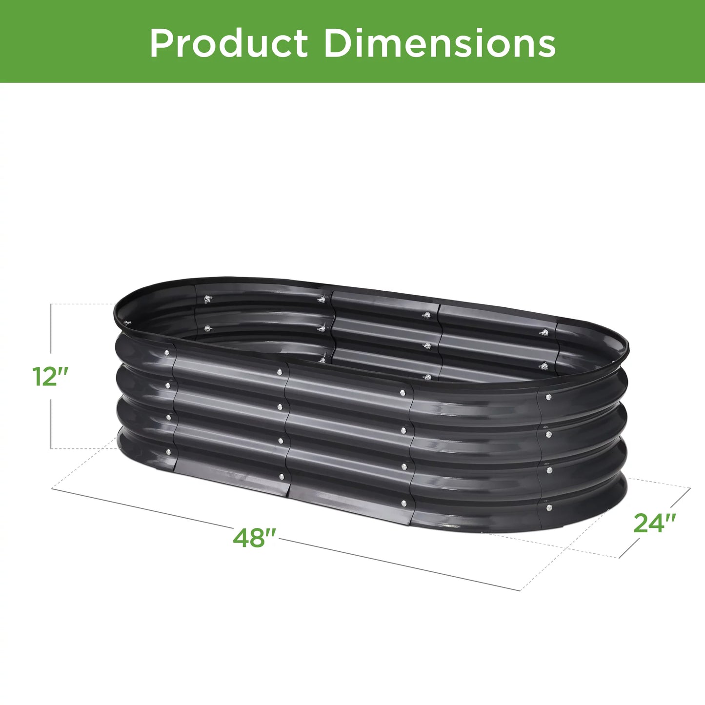 4X2X1Ft Outdoor Raised Metal Oval Garden Bed, Planter Box for Vegetables, Flowers - Wood Grain