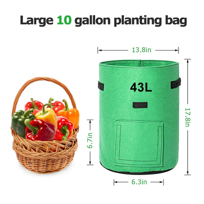 Potato Grow Bags, 2 Pack 10 Gallon Planting Heavy Duty Pouch Fabric Pots with Handles Premium Breathable Cloth Bags for Potato/Plant Container(Green)